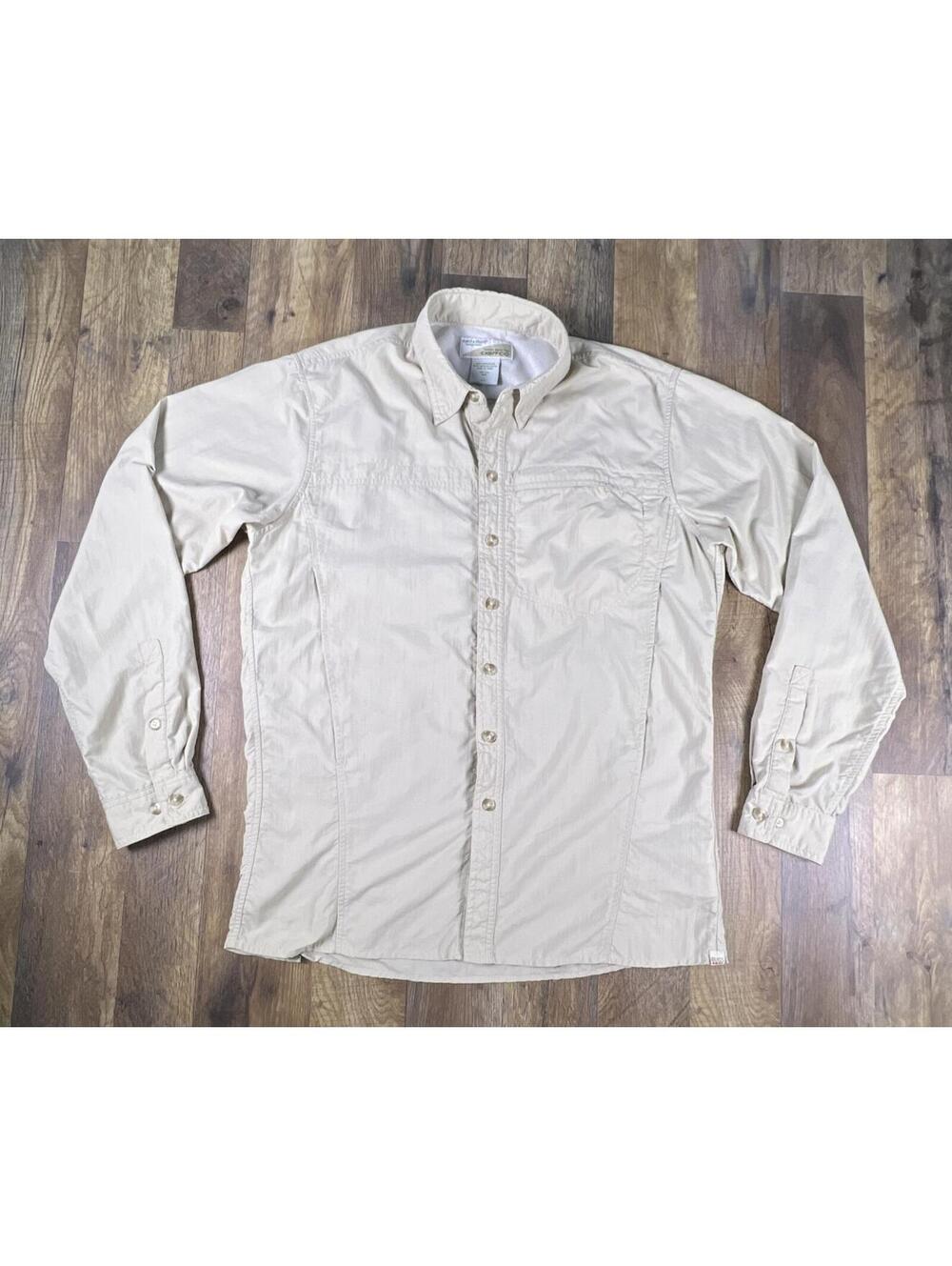 ExOfficio Shirt Mens Small Tan BugsAway Insect Shield Hiking Outdoor Fishing